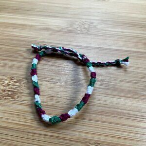 Maria Woven Friendship Bracelet‎ OS Green White Burgundy Women Cotton Embroidery